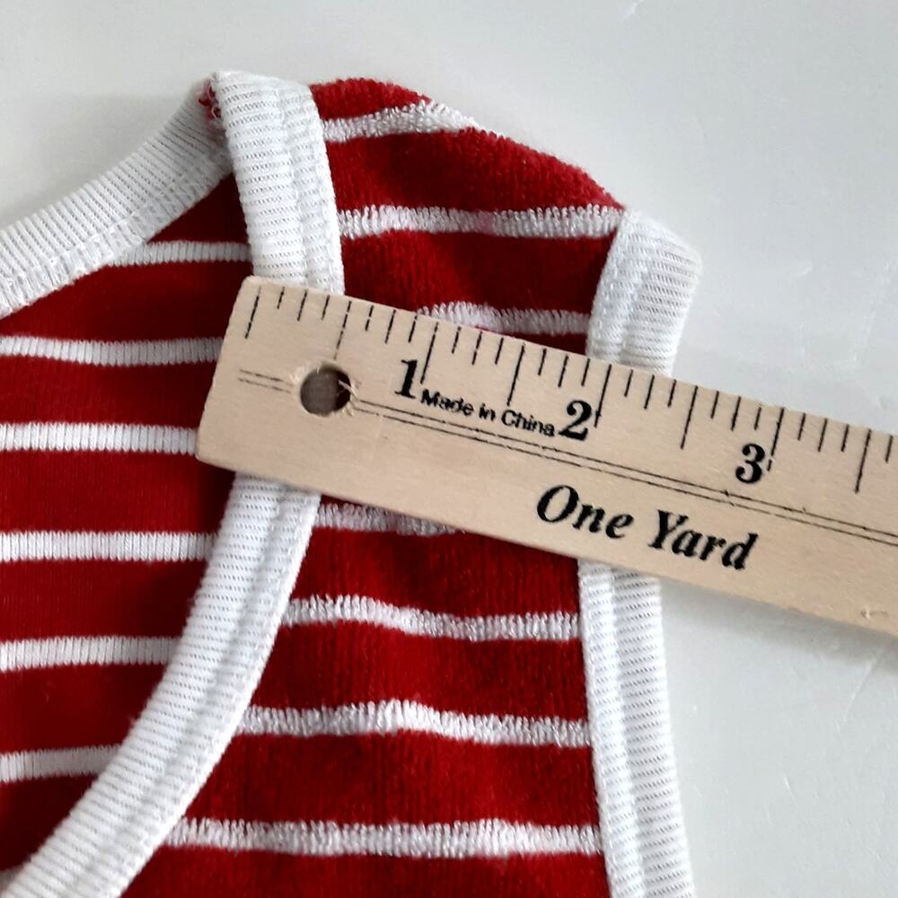 Vintage 90s Tank Top Red White Nautical Stripe Terry Cloth Scoop Neck Womens L - Picture 8 of 8